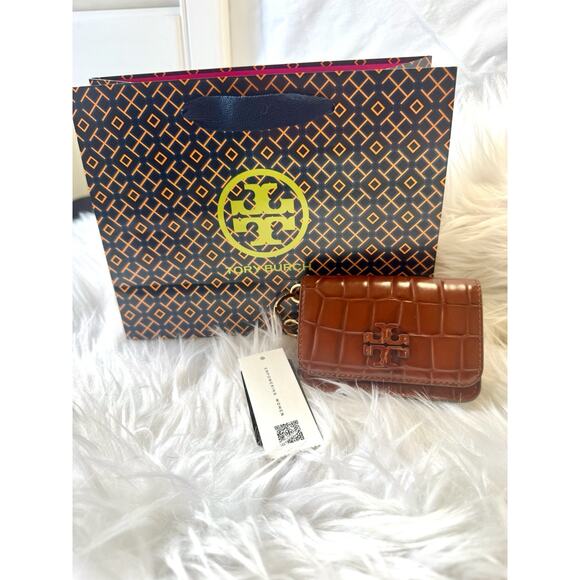 LIMITED TIME SALE - NEW $200 Tory Burch Flap Card case keychain crocodile wallet - Picture 4 of 8